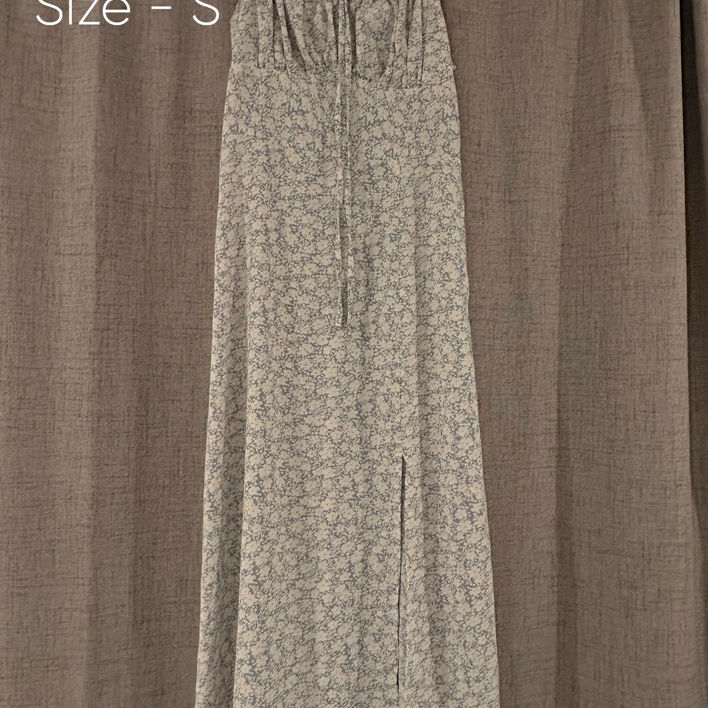 Floral Print Maxi Skirt - Cream and Gray